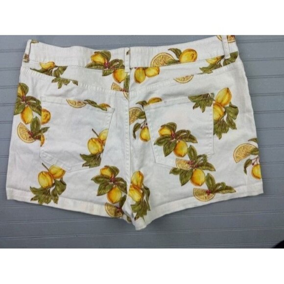 Forever 21 Size 14 Womens Chino Shorts Lemon Print Stretch High Rise - Picture 3 of 4